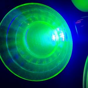 2 Anchor Hocking Uranium Glass Dessert Plates